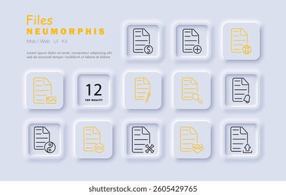Files set icon. Document, addition, search, medical, settings, photo, network, cancel, edit, team, notification, upload