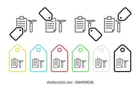 Files, text, plant vector icon in tag set illustration for ui and ux, website or mobile application