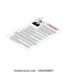 Files with top secret document isometric view isolated on white background.  Confidentional information concept. Vector