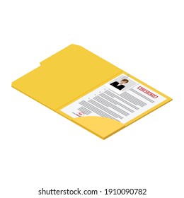 Files with top secret document isometric view isolated on white background.  Confidentional information concept. Vector
