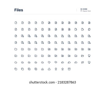 Files UI Icons Pack Line Style