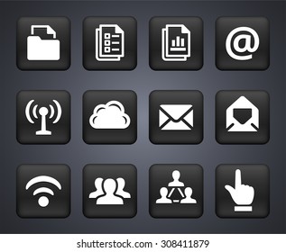 Files and Wireless Communication on Black Square Buttons
