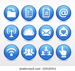 Files and Wireless Communication on Blue Round Buttons