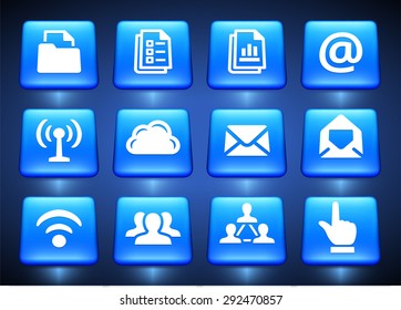 Files and Wireless Communication on Blue Square Buttons