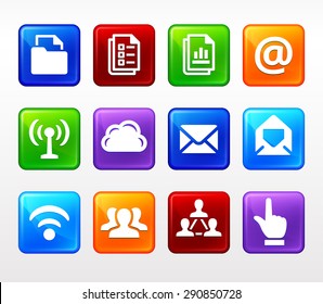 Files and Wireless Communication on Color Square Buttons