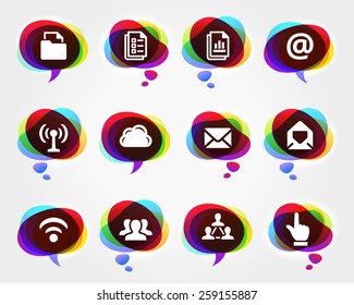 Files and Wireless Communication on Colorful Speech Bubbles