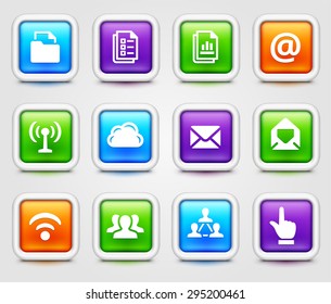 Files and Wireless Communication on Colorful Square Buttons