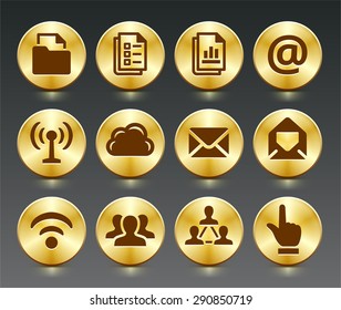 Files and Wireless Communication on Gold Round Buttons