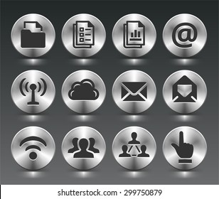 Files and Wireless Communication on Silver Round Buttons
