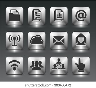 Files and Wireless Communication on Silver Square Buttons