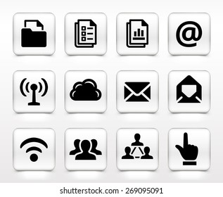 Files and Wireless Communication on White Square Buttons