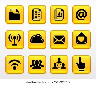 Files and Wireless Communication on Yellow Square Buttons