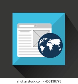 files in a world map icon, vector illustration