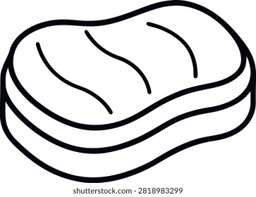 Filet Mignon Steak Outline Meat Vector Illustration