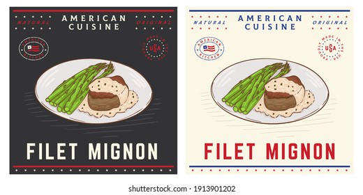 Filet Mignon, tenderloin steak with asparagus