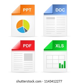 Filetype format icons - ppt, doc, pdf, xls