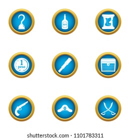 Filibuster icons set. Flat set of 9 filibuster vector icons for web isolated on white background