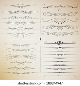 Filigree big set of calligraphic elements for design. modern and vintage style vector