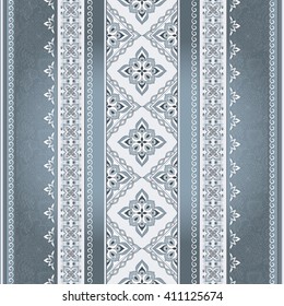 Filigree border on a gray background.  Element for design. Ornamental backdrop. Pattern fill. Ornate floral decor for wallpaper. Traditional decor.
