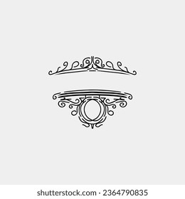 filigree border swirl monogram badge template