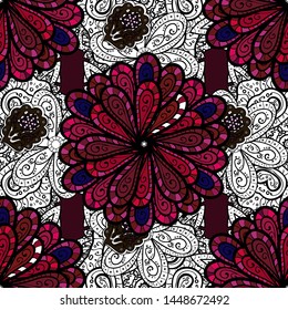 Filigree calligraphic vector heraldic shield. Vintage Baroque Victorian monogram floral ornament leaf scroll engraved retro flower pattern. Decorative design tattoo red, white on colors. Seamless.