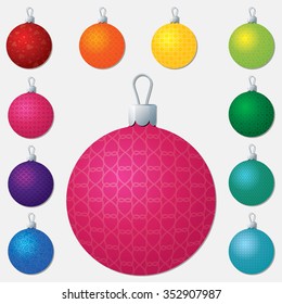 Filigree Christmas bauble set in vector format.