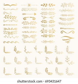 Filigree dividers. Fancy corners and borders. Hand drawn vector illustration.