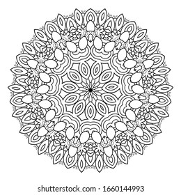 Filigree Elegant Mandalas for coloring book. Adult coloring book Mandala boho Line Illustration is an ethnic Indian symbol for the background. Ethnic. Vector flower symbol. Diwali Black and white.