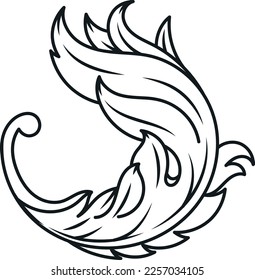 Filigree element. Vintage decor engraving. Ornate flourish design