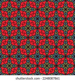 Filigree floral geometry seamless vector tile pattern. Unusual geometric patchwork sample ornament. Abstract flower repeating tiling textile print. Scarf unisex trellis adornment motif