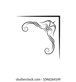 Filigree flourish corner. Calligraphic design element and page decoration. Swirls. Vector illustration.