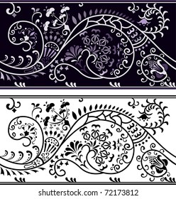 Filigree flower border, color variant and cliche