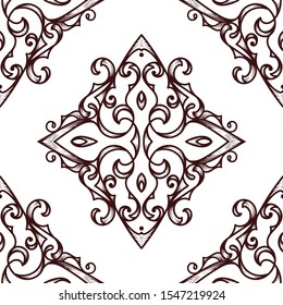 filigree flower seamless pattern vector illustration