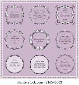 Filigree frame set. Calligraphic design elements. 