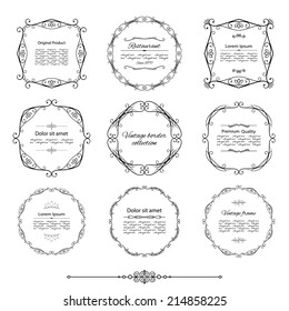 Filigree frame set isolated on white. Calligraphic design elements.
