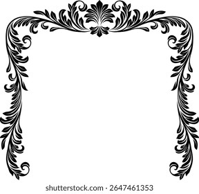 Uma crista heráldica filigree motivo padrão floral moldura de borda. Design original em um estilo vintage.