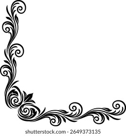 Um elemento de design de quadro de borda de canto de padrão floral de crista heráldica filigree. Design original em um estilo vintage.