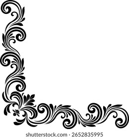 Um elemento de design de quadro de borda de canto de padrão floral de crista heráldica filigree. Design original em um estilo vintage.