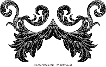 A filigree heraldry floral baroque pattern decorative design element