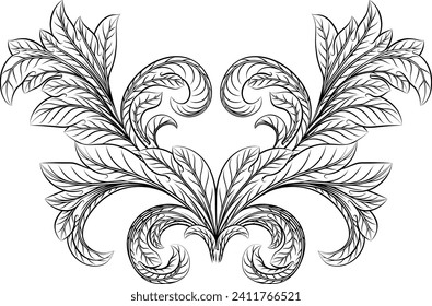 A filigree heraldry floral baroque pattern decorative design element