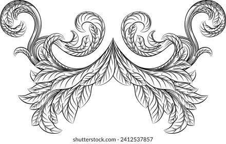 A filigree heraldry floral baroque pattern decorative design element