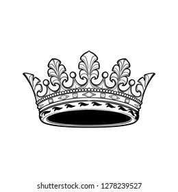 Filigree high detailed ducal crown. Element for design logo, emblem and tattoo. Vector illustration isolated on white background Coloring book for kids and adults. EPS10 vector illustration