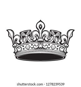 Filigree high detailed ducal crown. Element for design logo, emblem and tattoo. Vector illustration isolated on white background Coloring book for kids and adults. EPS10 vector illustration