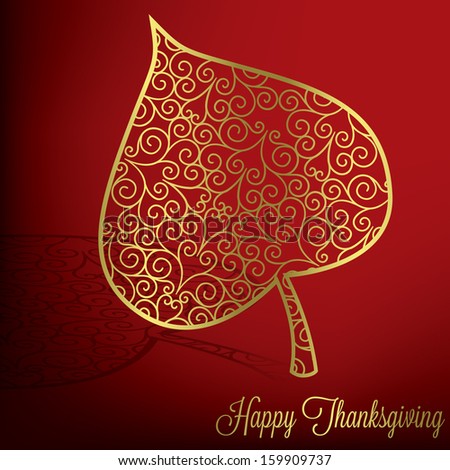 Filigree leaf Thanksgiving card in vector format.