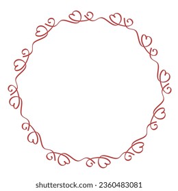 filigree line heart shape art drawn round frame