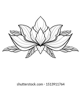 Filigree Lotus Flower Black Vector Hand Stock Vector (Royalty Free ...