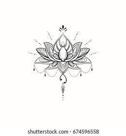 Filigree Lotus Flower Vector Handdrawn Illustration Stock Vector ...