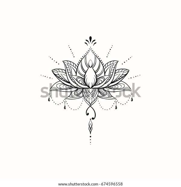 Filigree Lotus Flower Vector Handdrawn Illustration Stock Vector ...