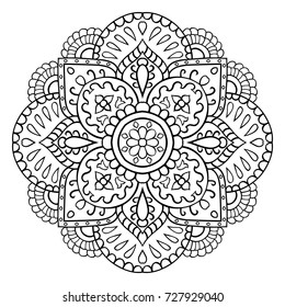 Filigree mandala with abstract flowers. Oriental ethnic ornament. Design element.