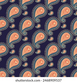 Diseño de patrón de Vector sin costura Filigree Paisleys